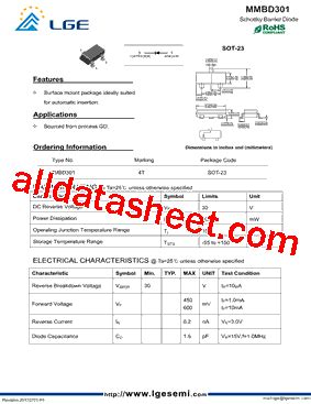 MMBD301 V01 Datasheet PDF Shenzhen Luguang Electronic Technology Co