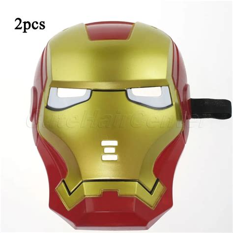 2PCS/lot Cool Iron Man LED Light Eye Face Mask Costume Halloween Fancy Dress Masquerade Cosplay ...