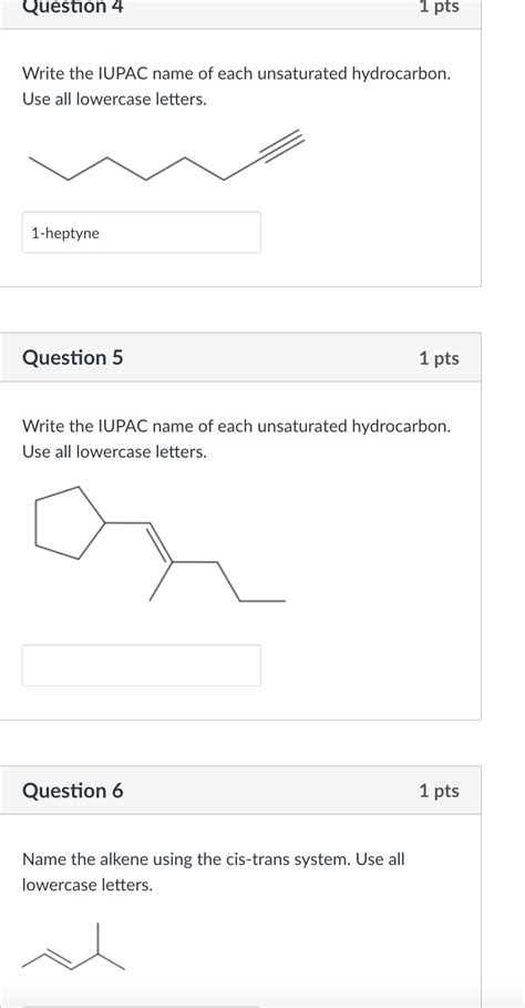 Select The Correct Iupac Name For Each Unsaturated Hydrocarbon.