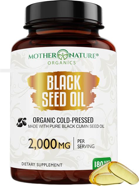 Organic Black Seed Oil Mg Softgel Capsules Non Gmo Premium