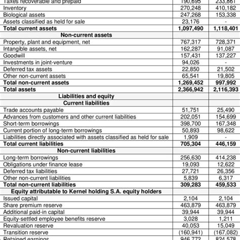 Statement Of Financial Position Balance Sheet Download Scientific Diagram