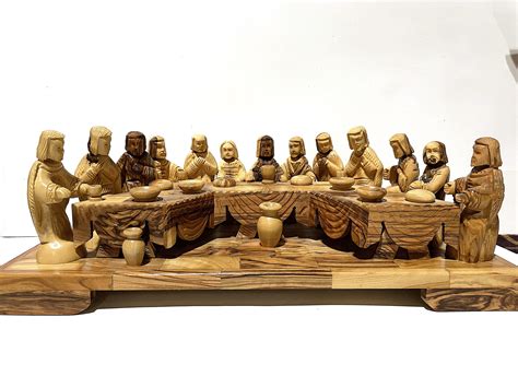 Olive Wood Hand Carved Last Supper Etsy