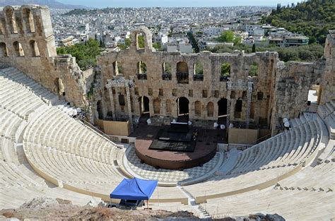 Odeon Of Herodes Atticus Ancient Roman Theatre Acropolis Athens Greece