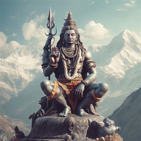 Premium Photo | Realistic photo lord shiva hilly background Generative AI