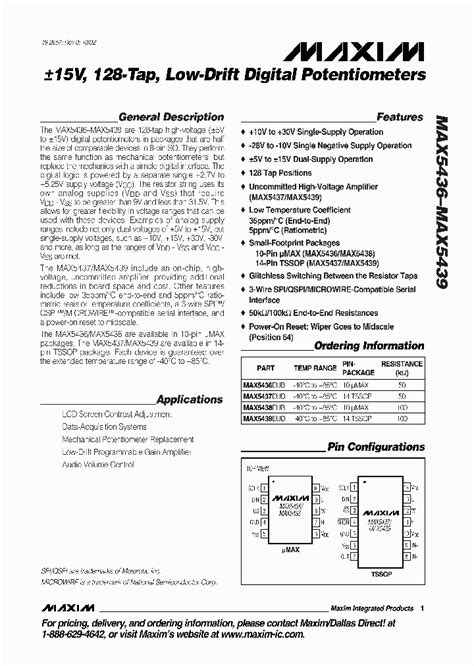 Max5436 194331 Pdf Datasheet Download Ic On Line