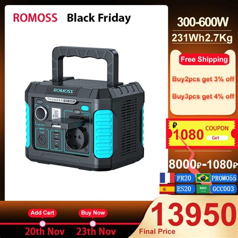 ROMOSS RS300 Esta O De Energia Port Til 300W 600W 231Wh CA CC USB Sa Da