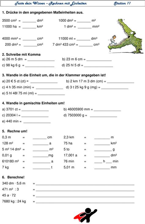 Übungsblatt Zu Größen Und Maßeinheiten