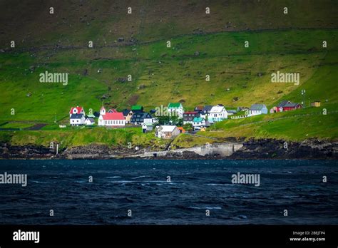 small village  faroe islands fjord stock photo alamy