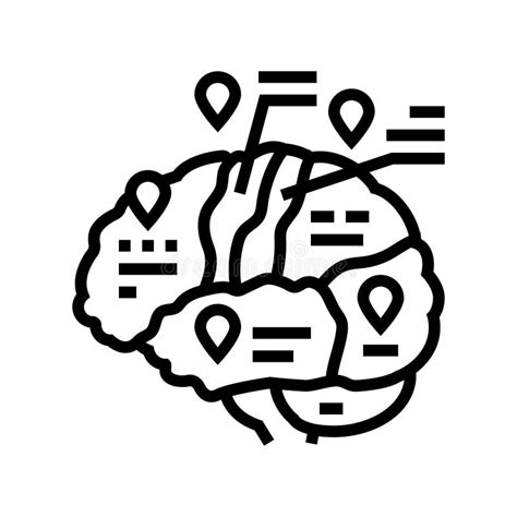 Brain Mapping Neuroscience Neurology Line Icon Vector Illustration