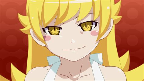 Bakemonogatari Blonde Hair Close Long Hair Monogatari Series Oshino Shinobu Vector Yellow Eyes