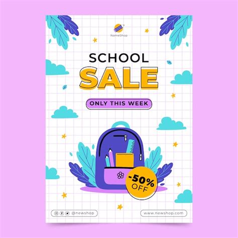 Free Vector Flat Back To School Vertical Poster Template