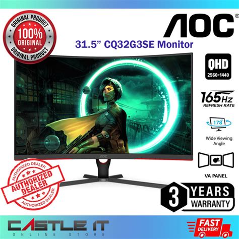 Aoc Cq G Se Hz Ms Hd Mi Dp Displayport Curved Qhd Gaming