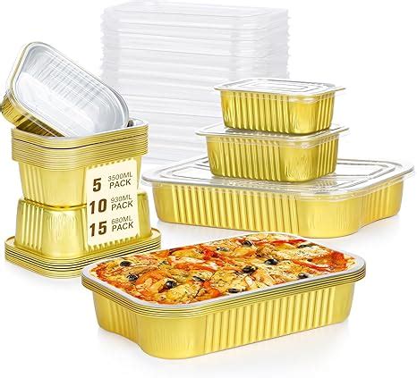 Amazon.com: tchrules 30 Pack Aluminum Pans with Lids, Reusable Gold ...