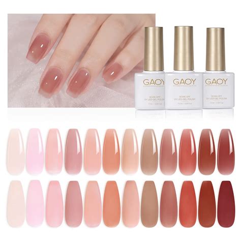 Gaoy 15 Pcs Jelly Gel Nail Polish Kit Sheer Nude Pink Colors Gel Polish Set With Glossy And Matte