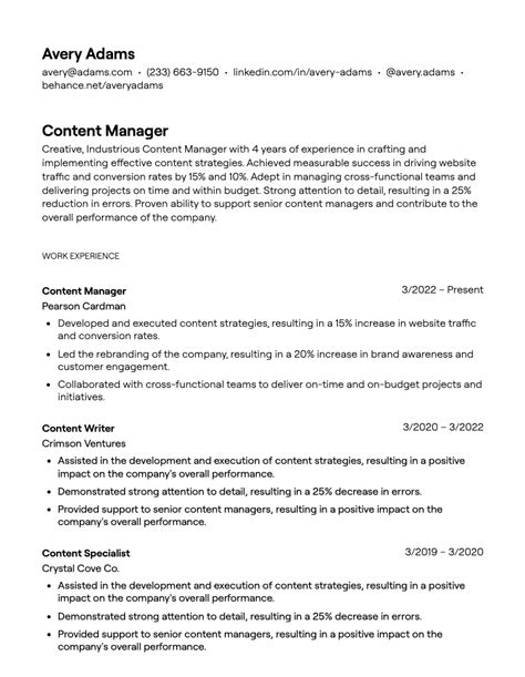 9 Content Manager Resume Examples With Guidance