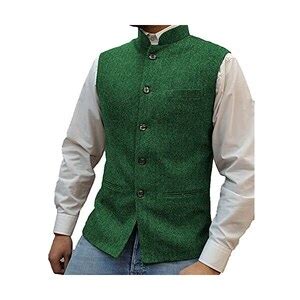 Solovedress Gilet Da Abito Da Uomo Elegante Tweed Panciotto Casual