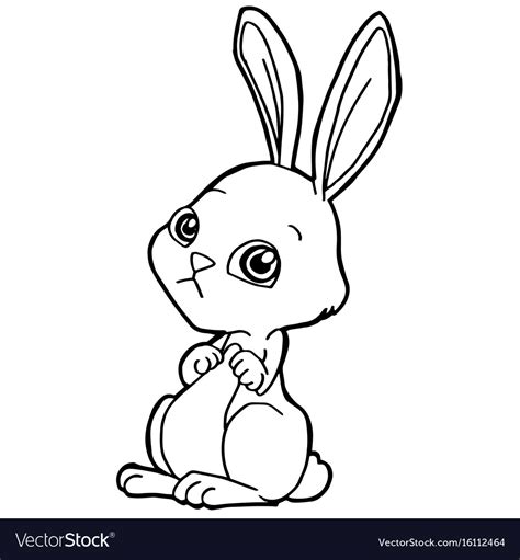 Cartoon Cute Rabbit Coloring Page Royalty Free Vector Image