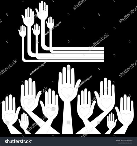 Black White Hands Raised Icon Clipart Stock Vector (Royalty Free ...