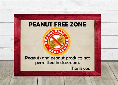 Peanut Free Door Sign Peanut Free Zone Classroom Signs | Etsy