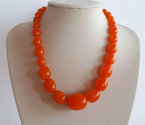 Art D Co Orange Bak Lite Perl E Collier Gradu Vintage Couleur Etsy