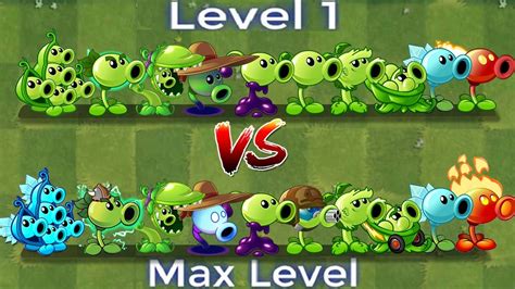 Pvz 2 China Verison All Peashooters Level 1 Vs Level Max Youtube