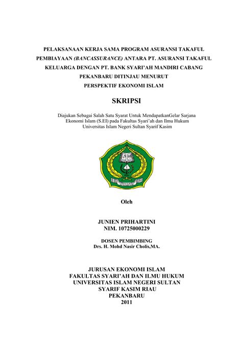 Contoh Cover Makalah Uin Suska Riau