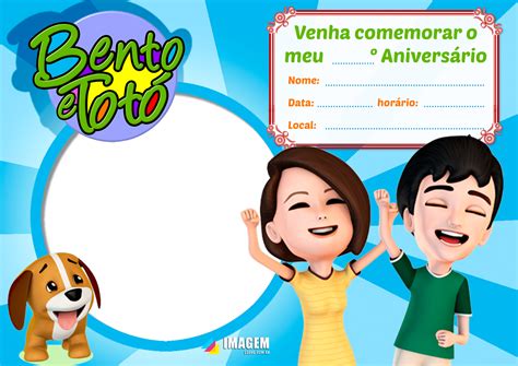 Convite de Aniversário Bento e Totó para Montagem de Foto Imagem Legal