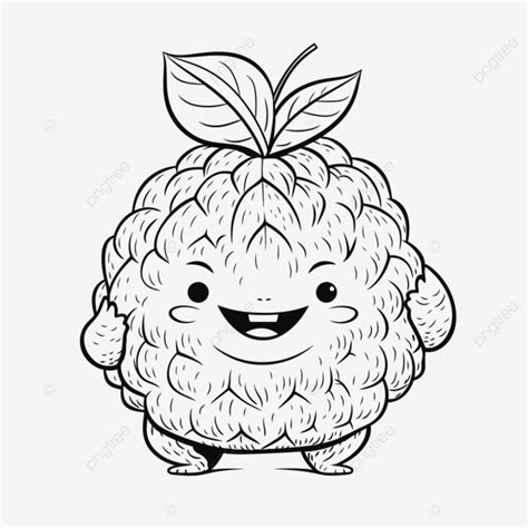 Cartoon Of A Fruit With A Leaf On It Outline Sketch Drawing Vector ...