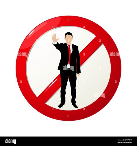 No Business Sign Symbol With A Men In Suit And Tie Over A Stop Sign