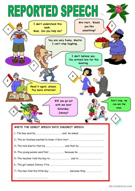 Reported Speech English Esl Worksheets Pdf Doc