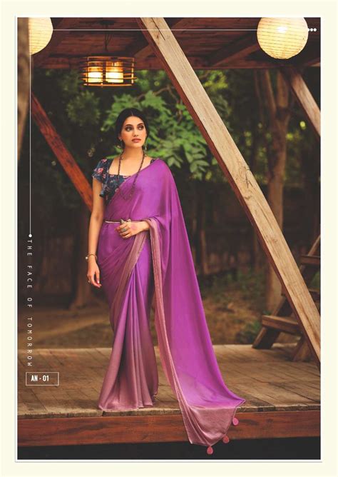 Sr Saree Aruna Velvet Chiffon With Sequnce Work Blouse Saree Collection