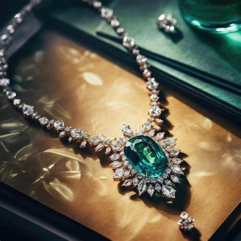 Premium AI Image | A stunning emerald and diamond necklace featuring a large ovalshaped emerald