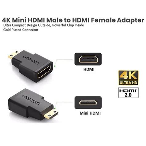 UGREEN Mini HDMI Male To HDMI Female Adapter 20101 - ido.lk