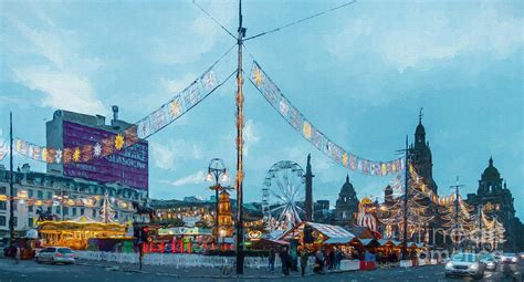 George Square Christmas Market Glasgow Digital Art by Liz Leyden