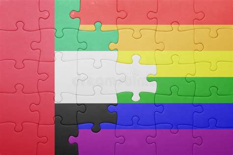 Puzzle With The National Flag Of United Arab Emirates And Gay Flag Stock Image Image Of