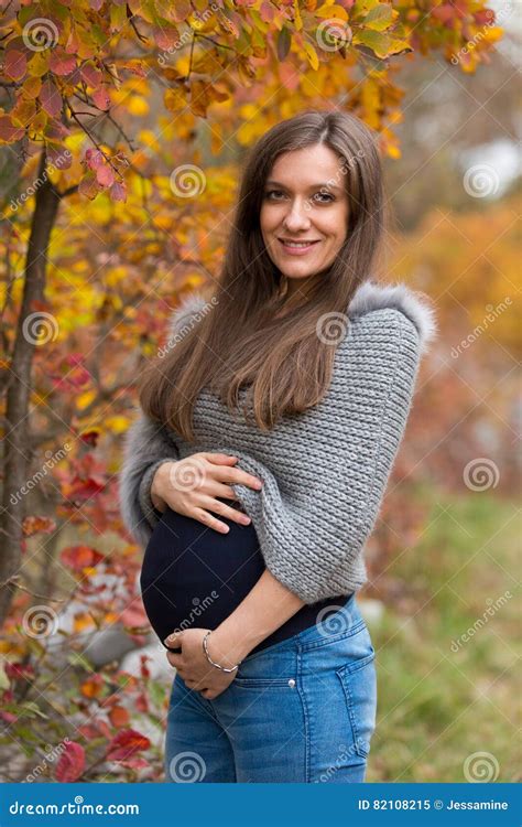 Beautiful Pregnant Brunette In Nature Stock Image Image Of Life Soft