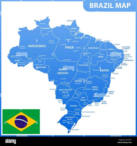 El Mapa Detallado Del Brasil Con Regiones O Estados Y Ciudades