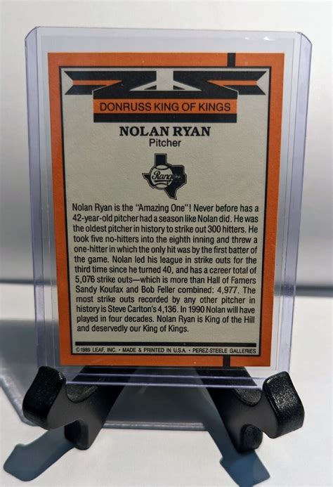 Nolan Ryan Donruss King Of Kings Error No Number Rangers