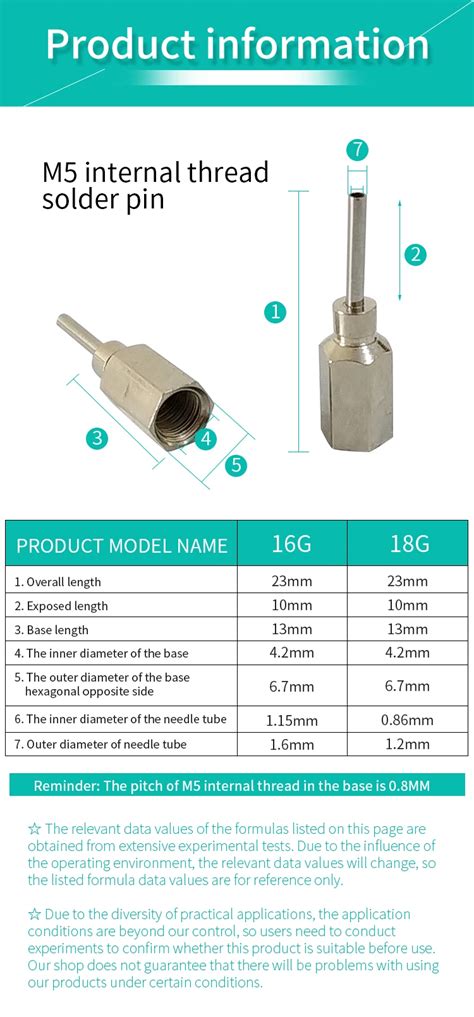 Internal Thread Solder Needle All Metal Needle 16g 18g Pipe Length 8