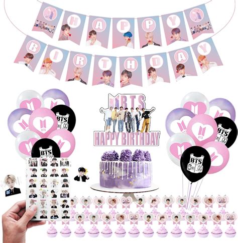 Kpop Bts Birthday Party Kit Supplies For Bangtan Boys Includes Banner 1 Cake