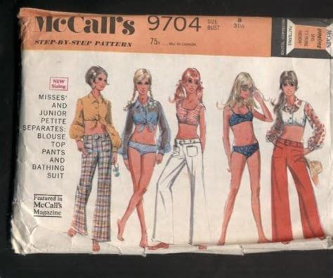 Amazon Vintage McCall S Bikini Blouse Top Pants Bathing Suit Sewing Pattern 9704