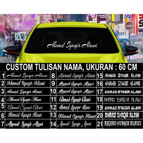 Jual Stiker Mobil Cutting Sticker Body Dan Kaca Mobil NAMA Custom