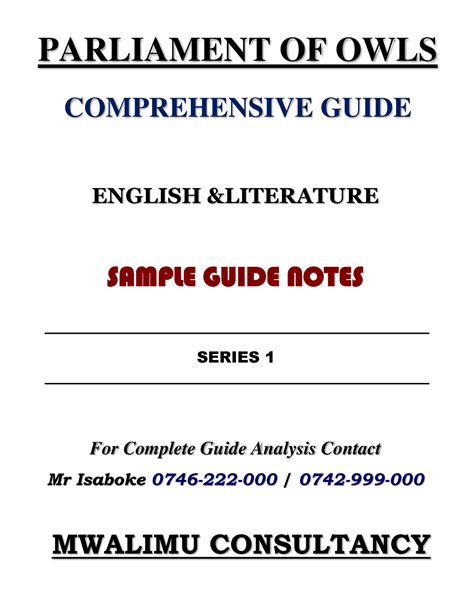 Parliament Of Owls Guide Sp Parliament Of Owls Comprehensive Guide