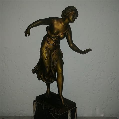 Large French German Art Deco Semi Nude Lady Hoop Dancer Bronze