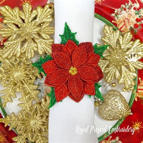 Fsl Machine Embroidery Design Christmas Star Napkin Ring Etsy Australia