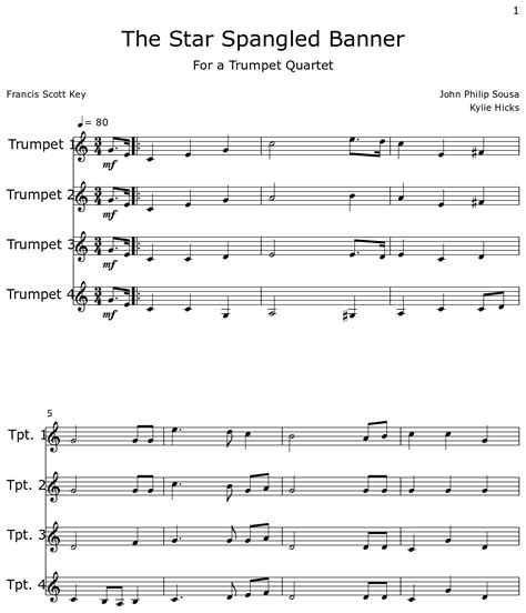 The Star Spangled Banner Sheet Music For Trumpet