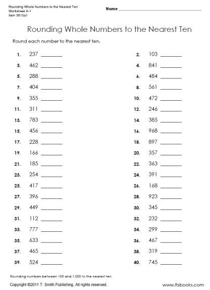 Rounding Numbers 3rd Grade