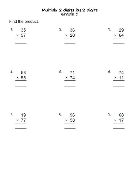 Grade 5 Multiplication Worksheets Worksheets Library