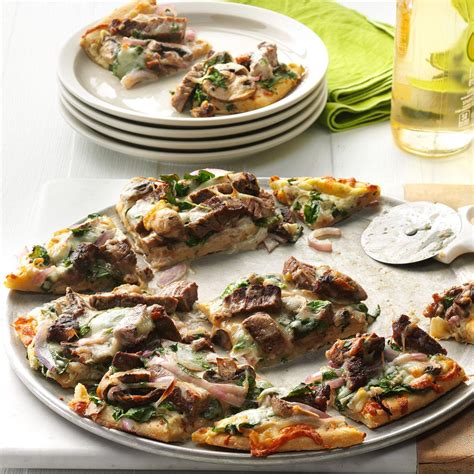 Garlic Herb Steak Pizza Recipe How To Make It Taste Of Home