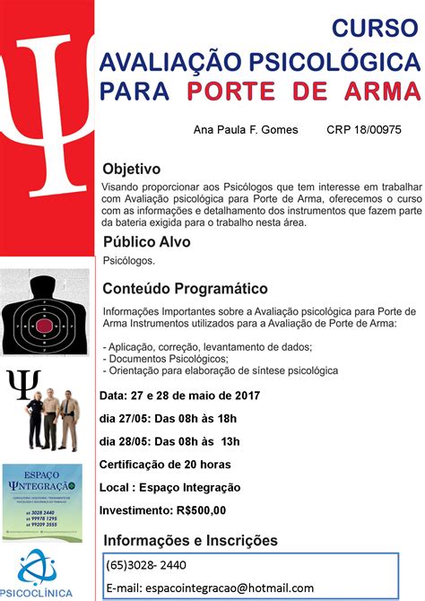 Curso Avalia O Psicol Gica Para Porte De Arma Mural Psicologia